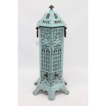Victorian painted cast iron conservatory heater, with tracery ornament and removable cover,