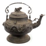 Highly unusual Antique Chinese bronzed kettle of very large scale,