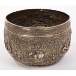 Late 19th / early 20th century Burmese silver bowl of circular form,