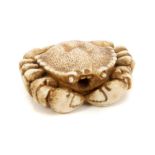 Fine Japanese Meiji period carved ivory ojime in the form of a crab, approximately 3.
