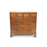George III oak chest of drawers, having two short over three long graduated drawers,