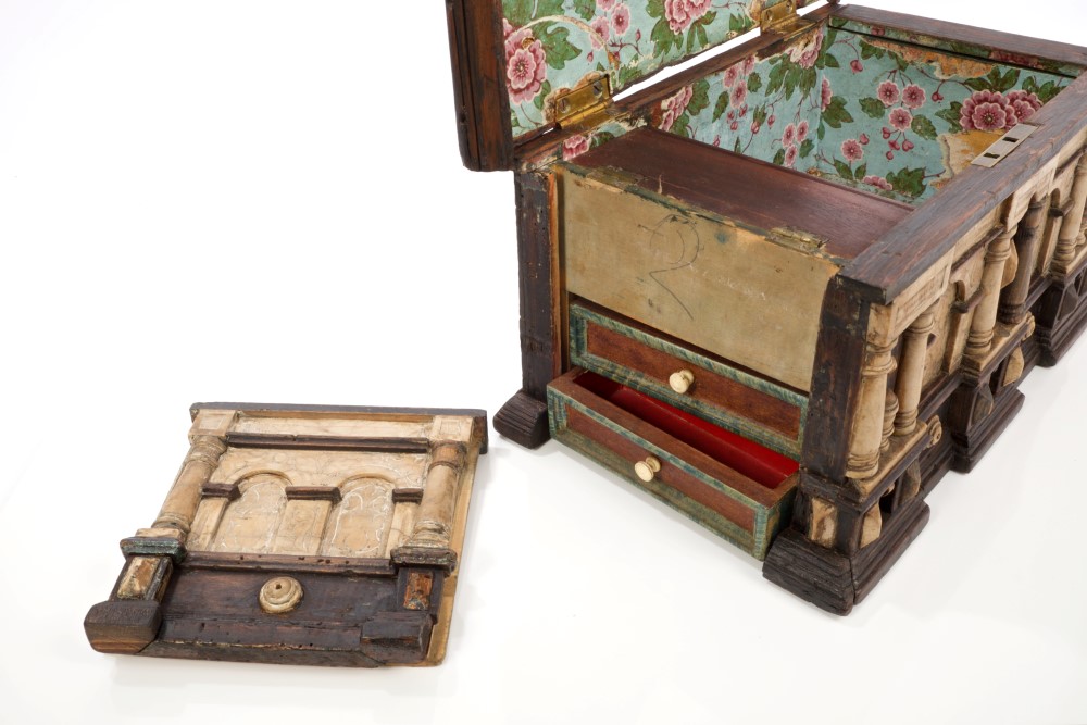 Early 17th century Malines ebonised wood and carved alabaster table cabinet, - Image 6 of 7