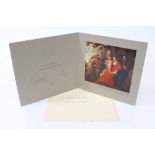 HM Queen Elizabeth II and HRH The Duke of Edinburgh - signed 1961 Christmas card with twin gilt