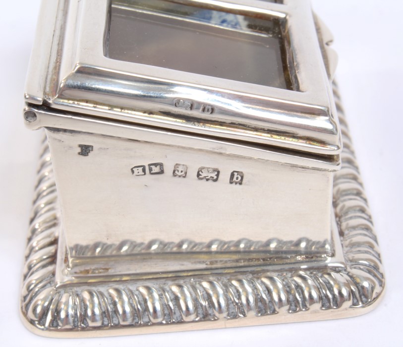Victorian silver two-compartment stamp box of cold frame form, - Image 4 of 4