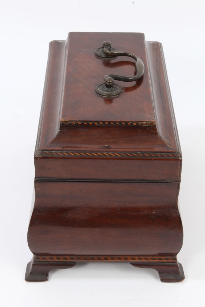 Late 18th / early 19th century Dutch mahogany bombe-form tea caddy with surmounting handle and - Image 7 of 7