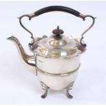 George V silver kettle of inverted bell form,