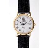 Ladies' Asprey 18ct gold wristwatch with date in circular case,