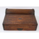 19th century Colonial brass mounted writing / stationery box with tambour shutter top and drawer