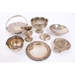 Selection of miscellaneous Georgian and later silver - including cream jug, butter shell,