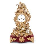 19th century French mantel clock with eight day movement and silk suspension, striking on a bell,
