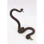 19th century metal snake-form pocket watch holder,