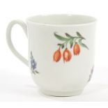 18th century Worcester coffee cup, polychrome painted with floral sprays in the Rogers style,