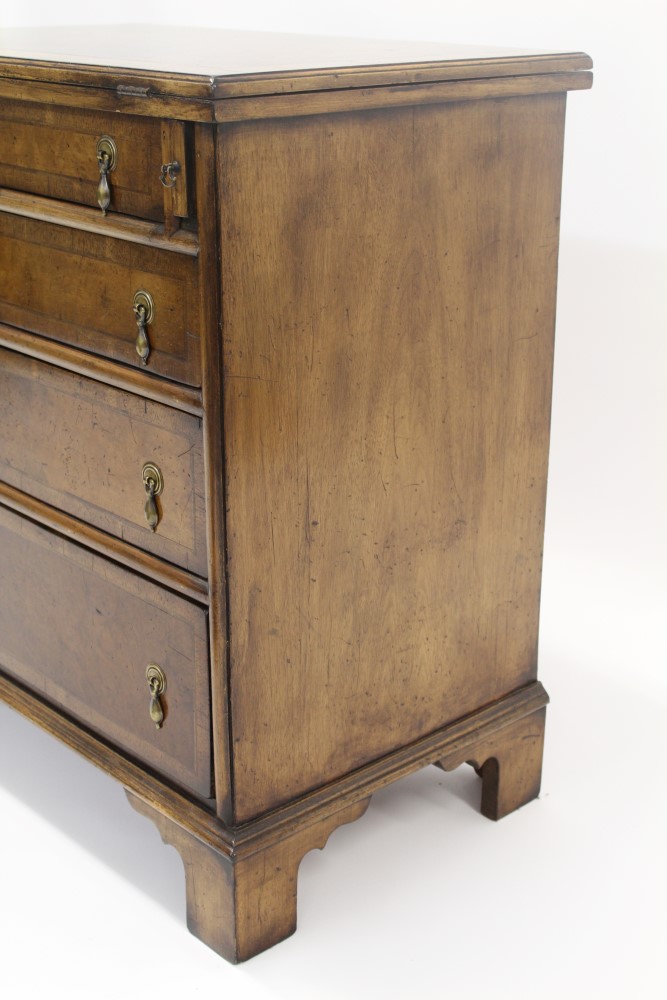 18th century-style figured walnut and feather-banded bachelors chest, - Image 4 of 5