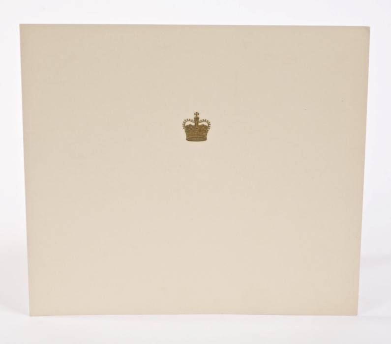 HM Queen Elizabeth II and HRH The Duke of Edinburgh - signed 1954 Christmas card with gilt embossed - Image 2 of 2
