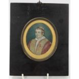 19th century Continental miniature watercolour portrait on ivory,