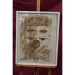 *André-Pierre Arnal (b. 1939), signed monotype - clown portrait, 1959, in glazed frame, 64cm x 49.