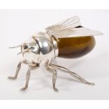 A novelty electroplated honey pot modelled in the form of a bee,