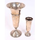 1930s silver trumpet vase of tapering form, with flared rim,