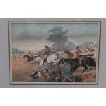 Pair of Victorian hand-coloured prints - Hunting scenes, in glazed gilt frames,