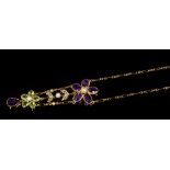 Early 20th century Suffragette pendant, set with peridots, amethysts,