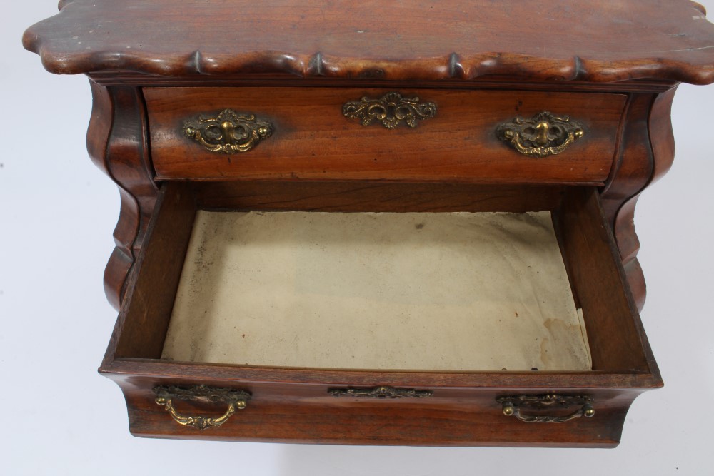 19th century Dutch apprentice-piece miniature bombe commode of shaped outline, - Image 3 of 7