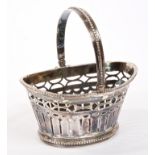 19th century Dutch silver basket with swing handle, pierced decoration and bead borders,