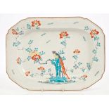 18th century Worcester Sir Joshua Reynolds pattern meat plate, circa 1770, with blue,