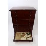 Edwardian / early 20th century stained pine ten-drawer collectors' chest containing over five