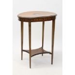 Edwardian satinwood and polychrome painted oval side table,