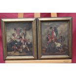Pair mid-19th century Continental School oils on board - Crimean War scenes depicting the British
