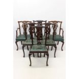 Harlequin set of six Edwardian Chippendale revival dining chairs - comprising two elbow chairs and