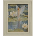 Margaret Winifred Tarrant (1888 - 1959), watercolour - Fairy of The Lake, signed,