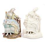 19th century Meissen porcelain figure of a sleeping girl in a chair 'Sleeping Louise',