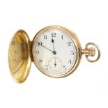 1920s gentlemen's 9ct gold full hunter pocket watch with Swiss fifteen jewel movement,