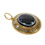 Victorian gold, enamel and banded agate pendant,
