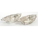 Pair late Victorian silver baskets of oval form,