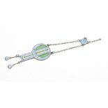 Arts & Crafts Charles Horner silver and guilloche enamel pendant with lime-green,