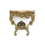 Victorian giltwood marble-topped console table in the rococo style,