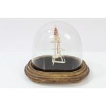 19th century Dieppe ivory working miniature model of a spinning wheel, 8cm high,