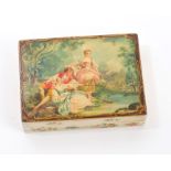 19th century Continental painted ivory box of rectangular form,