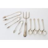 Selection of miscellaneous Victorian and Edwardian silver - including four teaspoons with bright