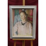 20th century English School pastel portrait of a seated lady, in glazed painted frame,