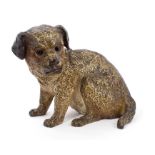 Good late 19th century Austrian cold-painted bronze of a puppy in seated pose,