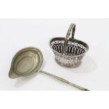 19th century Dutch silver basket with swing handle, pierced decoration and bead borders,