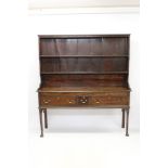 Rare 18th century fruitwood high dresser with border shelved rack,