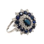 Sapphire and diamond cluster ring,