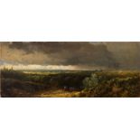 Edmund John Niemann (1813 - 1876), oil on board - soldiers matching through wooded landscape,