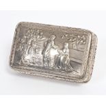 William IV silver snuff box of rectangular form, silver gilt interior,