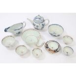 Collection of 18th century Lowestoft porcelain - comprising blue and white teapot and cover,
