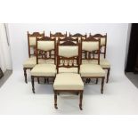 Matched set of eight late Victorian walnut dining chairs,